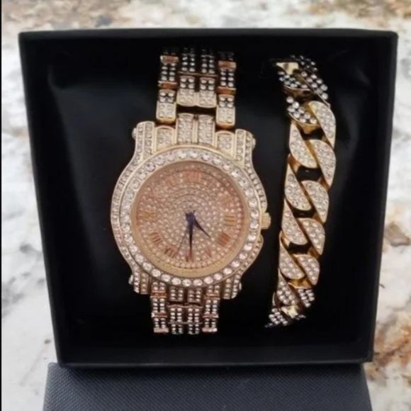 Mens Watch bracelet Luxury BLING out cuban watch - Picture 4 of 8